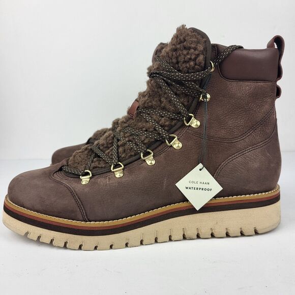 Cole Haan Women Zerogrand Lodge Brown Suede Boots With Shearling Lining 11 B - Picture 1 of 16